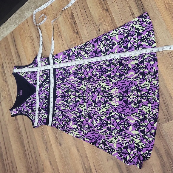 TEKGEAR Navy Purple Lime Green Fleur De Lis Modest Sleeveless Athletic Dress - Picture 7 of 8